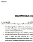 Déclaration sur l'honneur